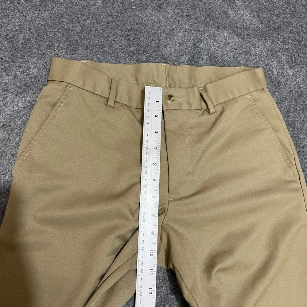 Van Heusen Traveler Pants Mens 30x30 Khaki Tan Flat Front Dress Chinos Straight